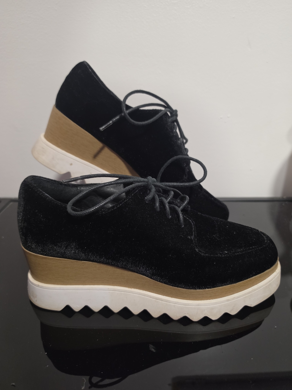 Sol Sana Megan Platform Wedge Women's Velvet Lace Up Oxfords Size 8 1/2